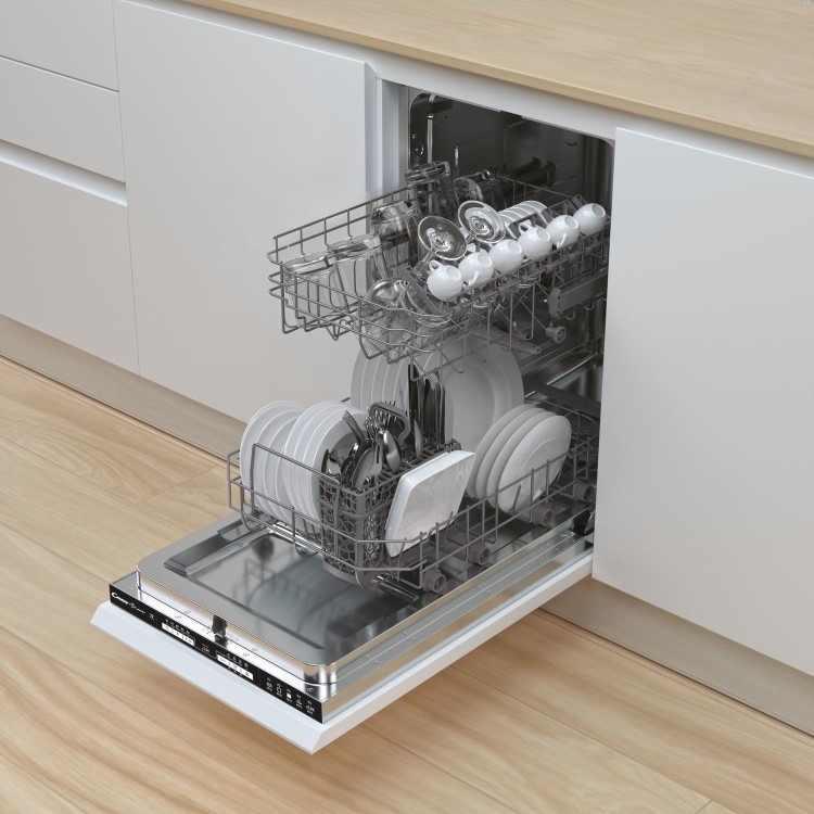 Candy Brava Integrated Slimline Dishwasher - Black control panel - Image 4