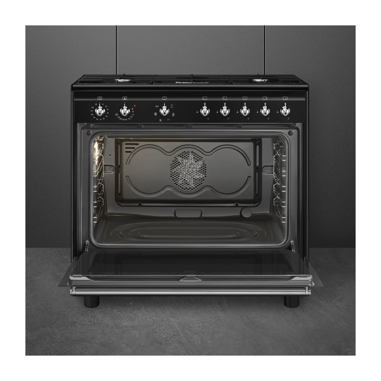 Smeg Concert 90cm Dual Fuel Range Cooker Black - Image 5