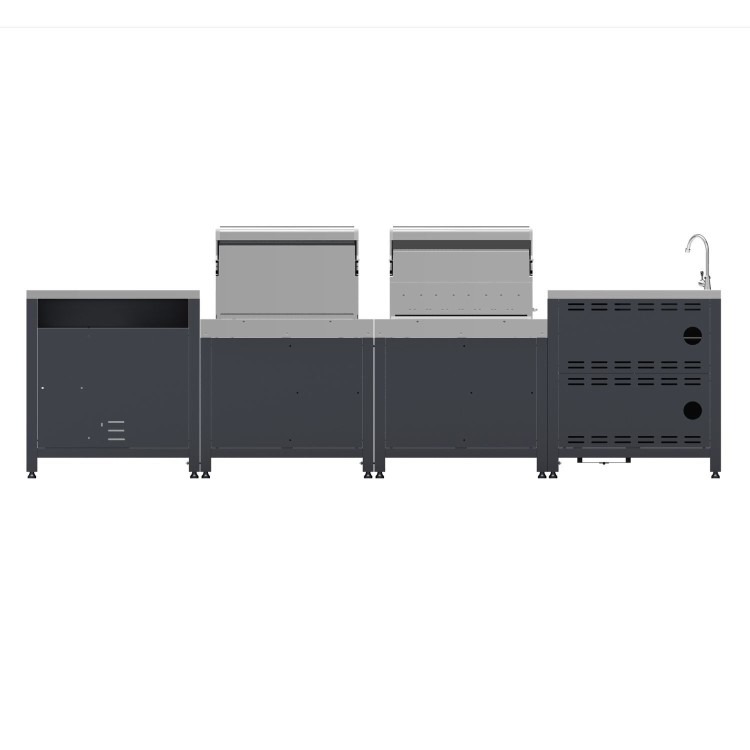 Boss Grill All Star Pro Modular Dual Fuel Outdoor Kitchen - Built-In Gas & Charcoal BBQ with Fridge - Black - Image 5