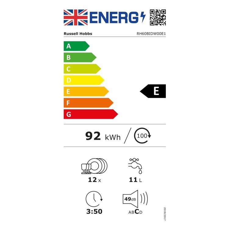 Russell Hobbs Integrated Dishwasher - Silver control panel - Image 4
