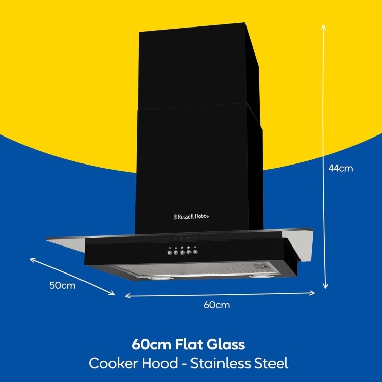 Russell Hobbs 60cm Flat Glass Chimney Cooker Hood - Black - Image 5