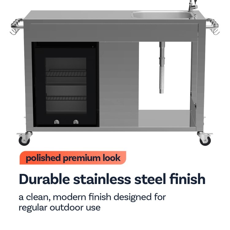 Boss Grill Stainless Steel BBQ Table with Sink and Fridge - Image 6