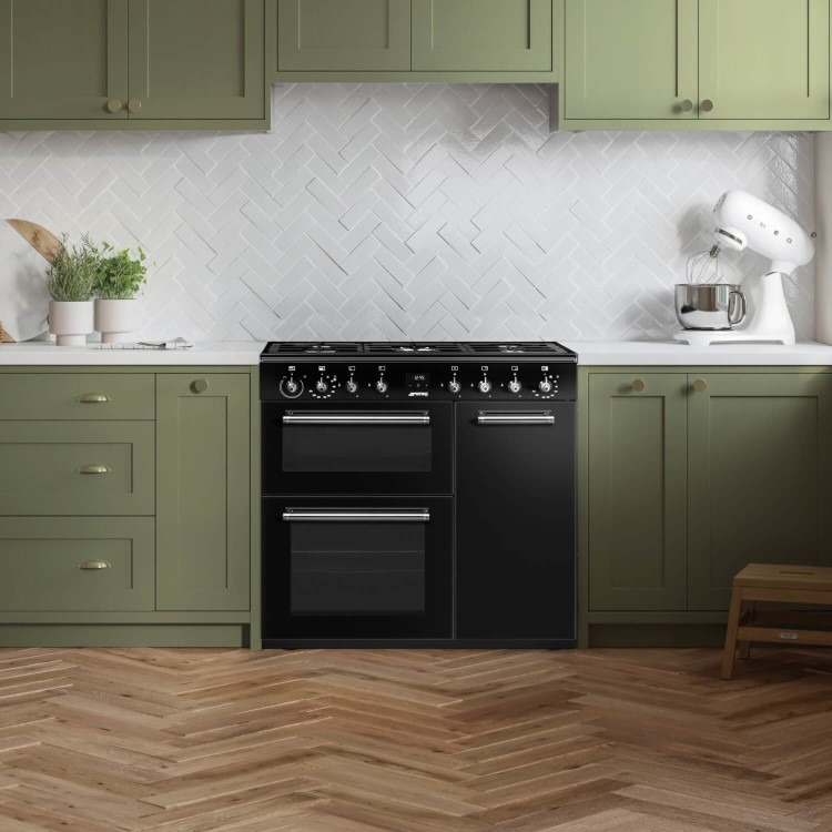 Smeg Concert 90cm Dual Fuel Range Cooker - Black - Image 3
