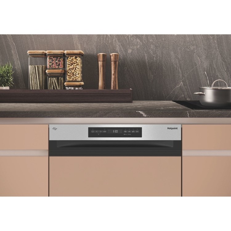 Hotpoint Maxi Space Semi-Integrated Dishwasher - C-Rated Silver control panel - Image 7