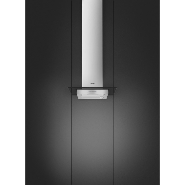 Smeg 60cm Flat Glass Chimney Cooker Hood - Stainless Steel with Black Glass Canopy - Image 9