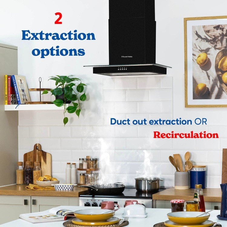 Russell Hobbs 60cm Flat Glass Chimney Cooker Hood - Black - Image 9