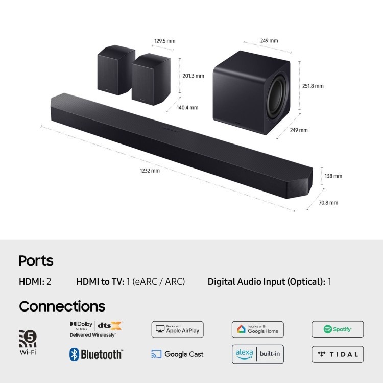 Samsung Q990F 11.1.4ch Q-Series Soundbar with Subwoofer & Rear Speakers - Image 11