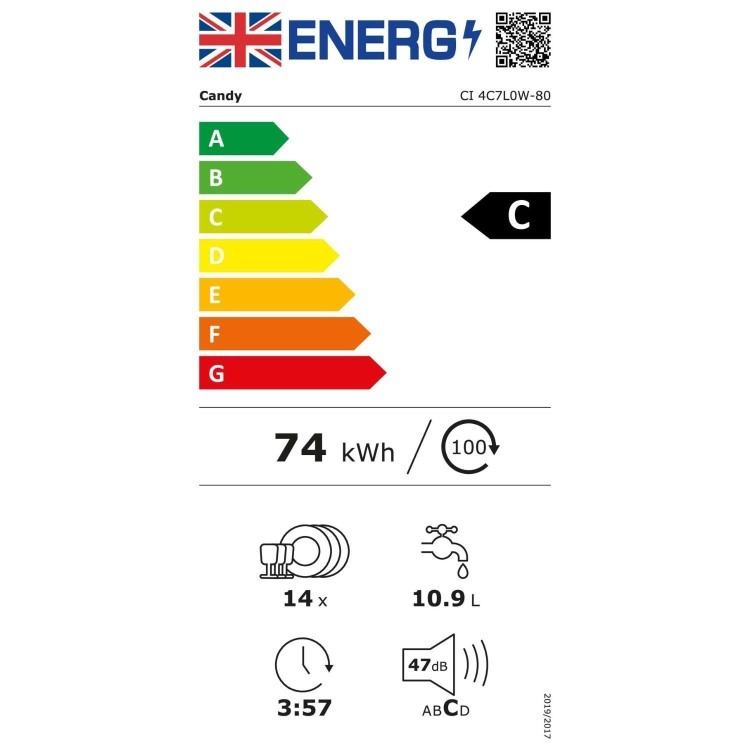 Candy Rapido Integrated Dishwasher - Smart Wi-Fi C-Rated White control panel - Image 11