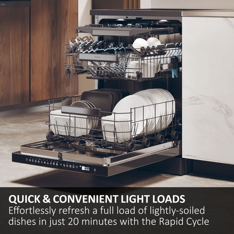 Haier Washlens Plus Series 2 Integrated Dishwasher - Smart Wi-Fi, B-Rated, White control panel - Image 15