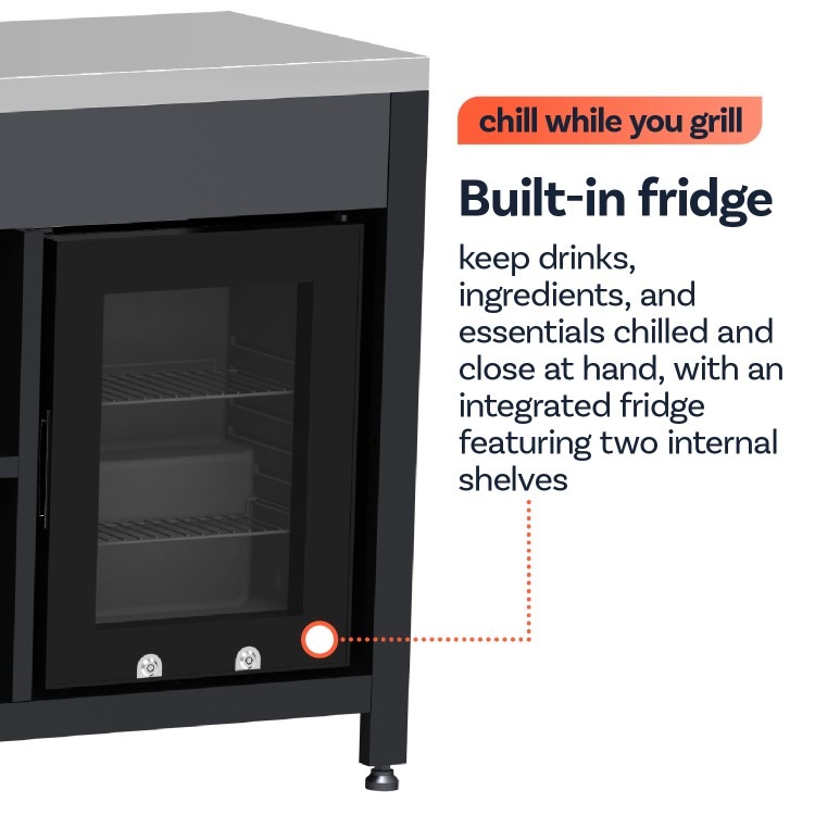 Boss Grill All Star Pro Modular Dual Fuel Outdoor Kitchen - Built-In Gas & Charcoal BBQ with Fridge - Black - Image 16
