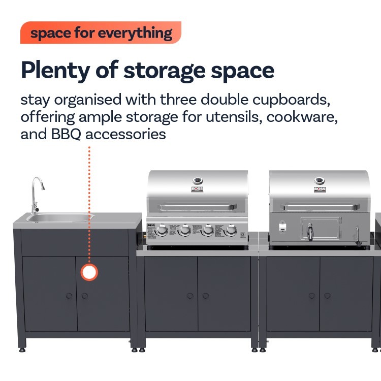 Boss Grill All Star Pro Modular Dual Fuel Outdoor Kitchen - Built-In Gas & Charcoal BBQ with Fridge - Black - Image 18