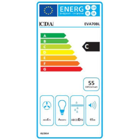 CDA 60cm Angled Chimney Cooker Hood - Black - Image 2