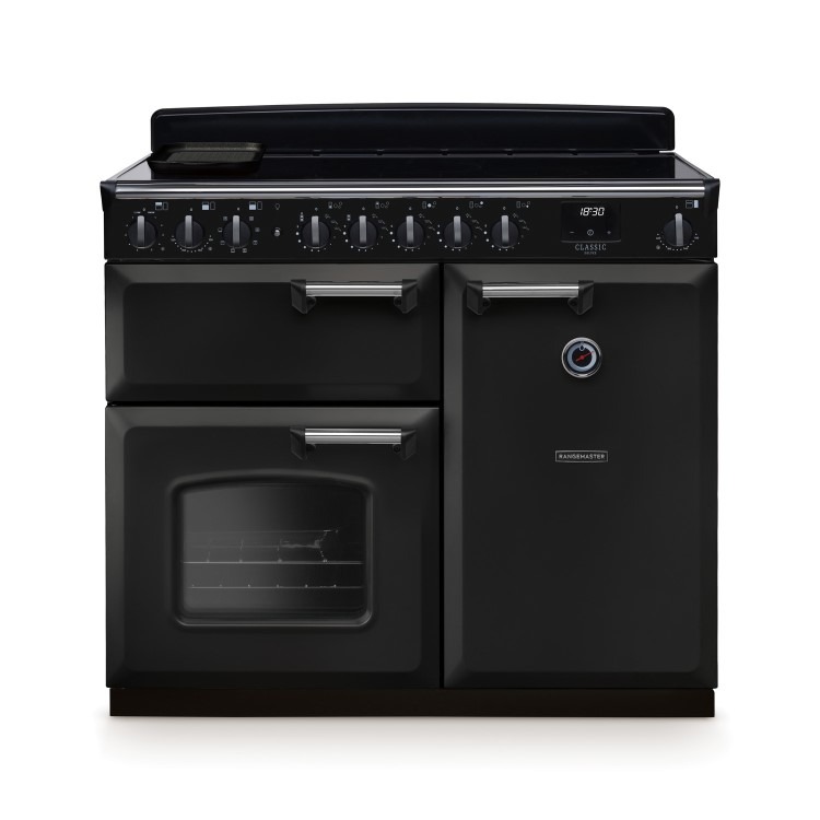 Rangemaster Classic Deluxe 100cm Induction Range Cooker - Charcoal Black & Chrome