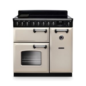 Rangemaster Classic Deluxe 90cm Dual Fuel Range Cooker - Pale Cream & Chrome