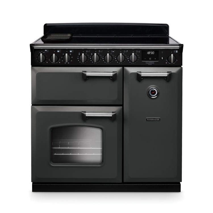 Rangemaster Classic Deluxe 90cm Dual Fuel Range Cooker - Slate & Chrome