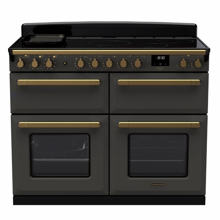 Rangemaster Estel Deluxe 110cm Induction Range Cooker - Slate + Brass