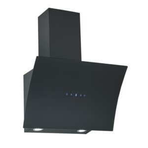 electriQ 60cm Curved Angled Hood with Touch Control - Black