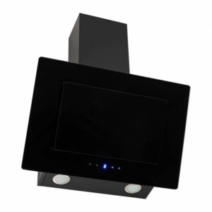 electriQ 60cm Angled Chimney Cooker Hood with Colour Change Lights - Black