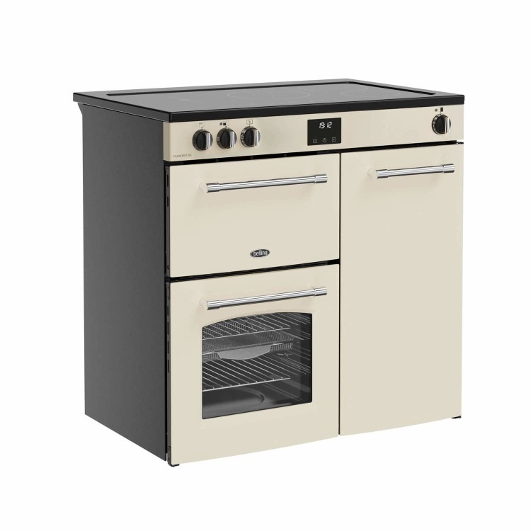 Refurbished Belling Farmhouse 90cm Electric Induction Touch Range Cooker - Cream - Image 2