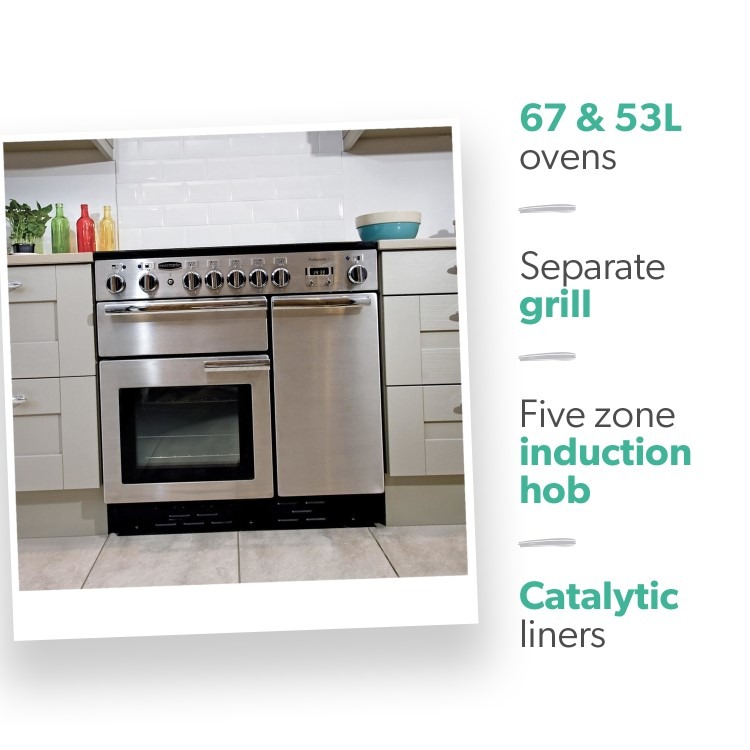 Rangemaster Professional Plus 90cm Electric Induction Range Cooker - Stainless Steel - Image 2