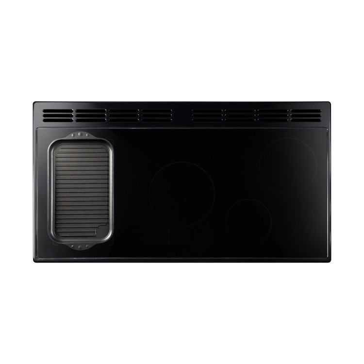 Rangemaster Classic Deluxe 90cm Dual Fuel Range Cooker - Charcoal Black & Brass - Image 2