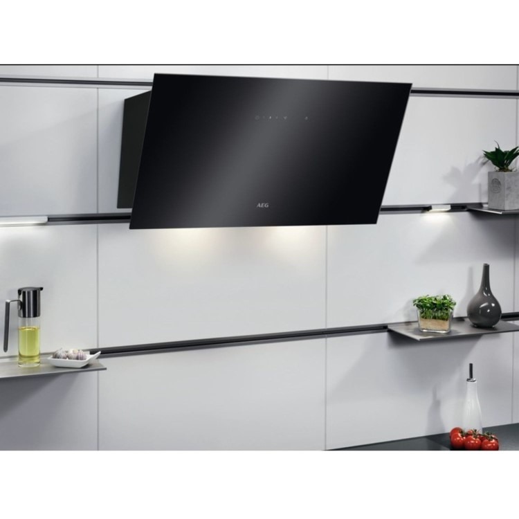 AEG 6000 Series 90cm Angled Cooker Hood with Hob2Hood - Black - Image 2