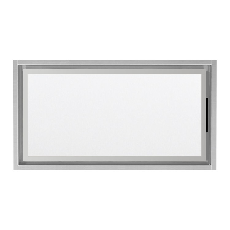 electriQ 90cm Ceiling Cooker Hood with LED Panel - White & Stainless Steel
