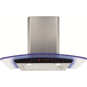CDA 60cm Curved Glass Chimney Hood with LED Edge Lighting - Stainless Steel