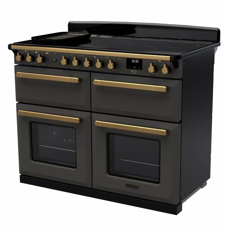 Rangemaster Estel Deluxe 110cm Induction Range Cooker - Slate + Brass - Image 4