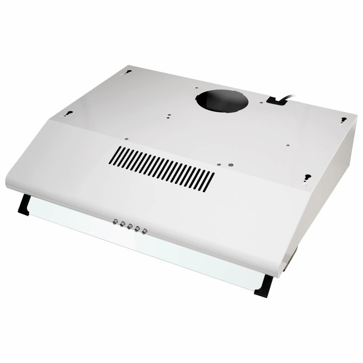 electriQ 60cm Top & Rear Venting Visor Cooker Hood - White - Image 2