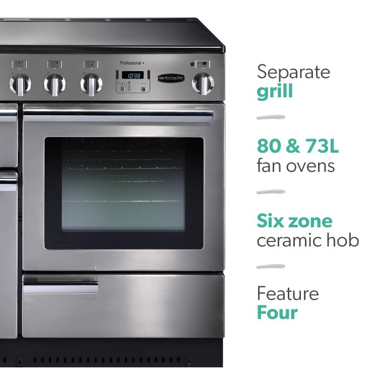 Rangemaster Professional Plus 110cm Electric Range Cooker - Stainless Steel - Image 2