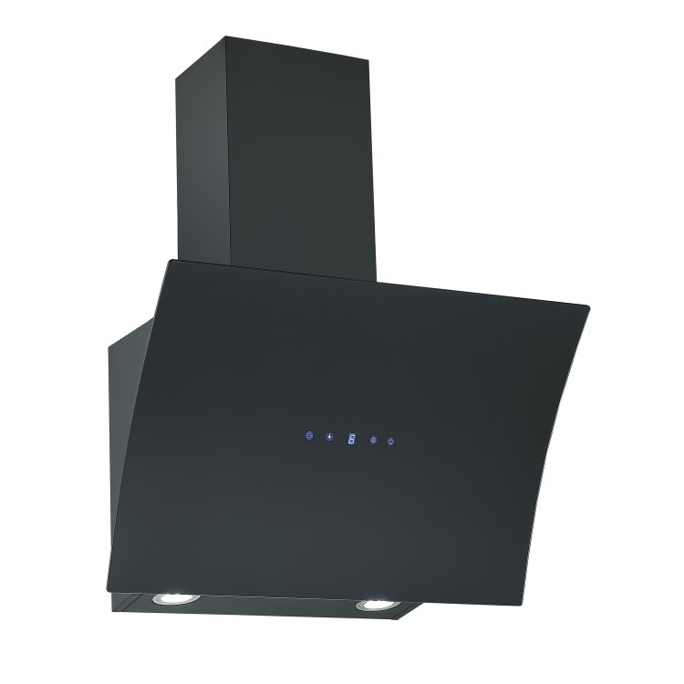 electriQ 60cm Curved Angled Hood with Touch Control - Black