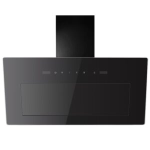 electriQ 90cm Angled Hood with Hob to Hood Connection - Black