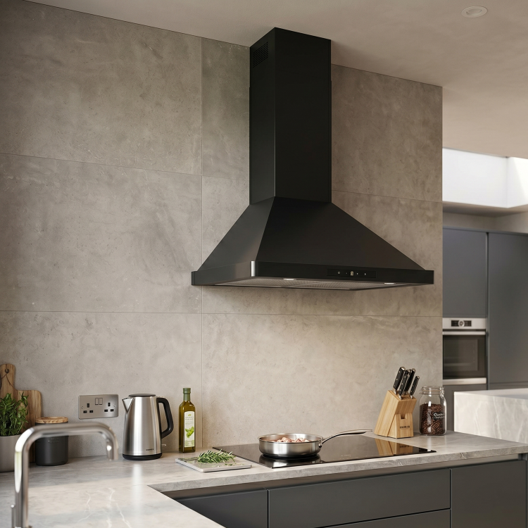 electriQ 60cm Traditional Chimney Hood with Touch Control - Black - Image 2