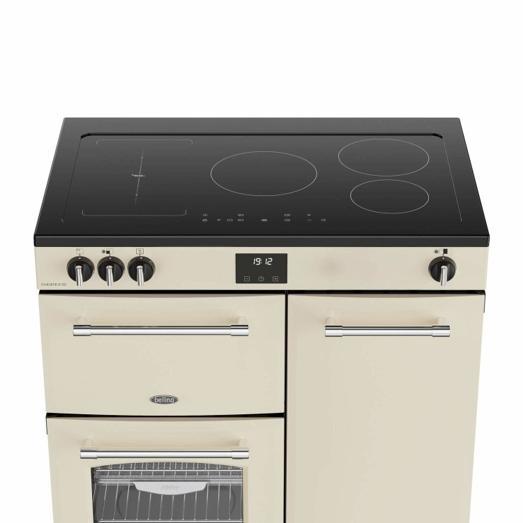 Refurbished Belling Farmhouse 90cm Electric Induction Touch Range Cooker - Cream - Image 3