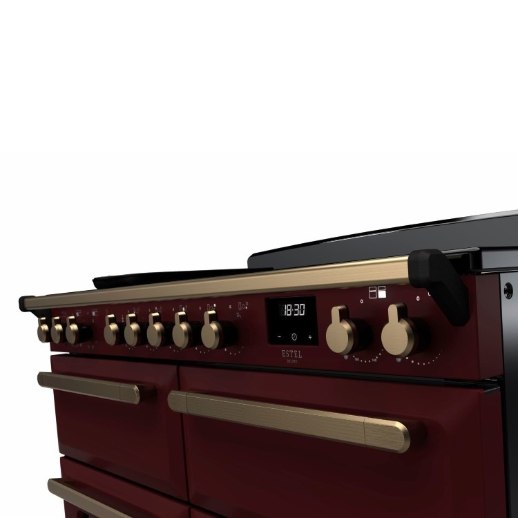 Rangemaster Estel Deluxe 110cm Induction Range Cooker - Bordeaux + Brass - Image 3