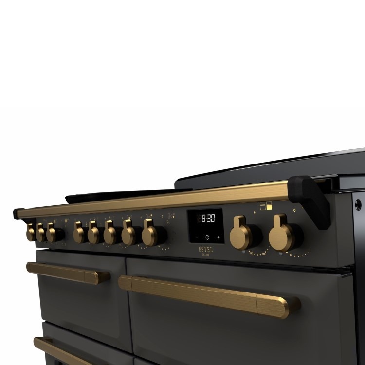 Rangemaster Estel Deluxe 110cm Induction Range Cooker - Slate + Brass - Image 2