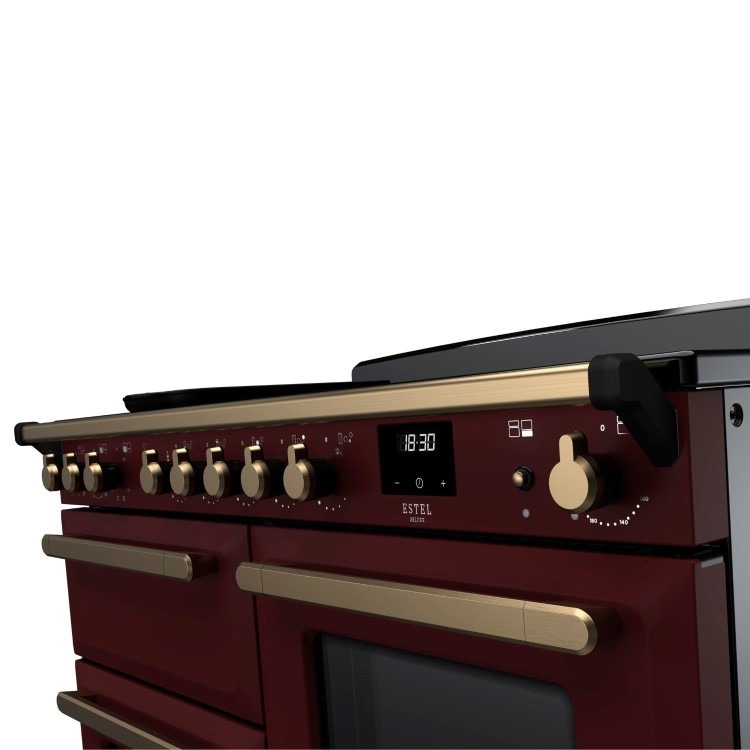 Rangemaster Estel Deluxe 110cm Induction Range Cooker - Bordeaux + Brass - Image 3