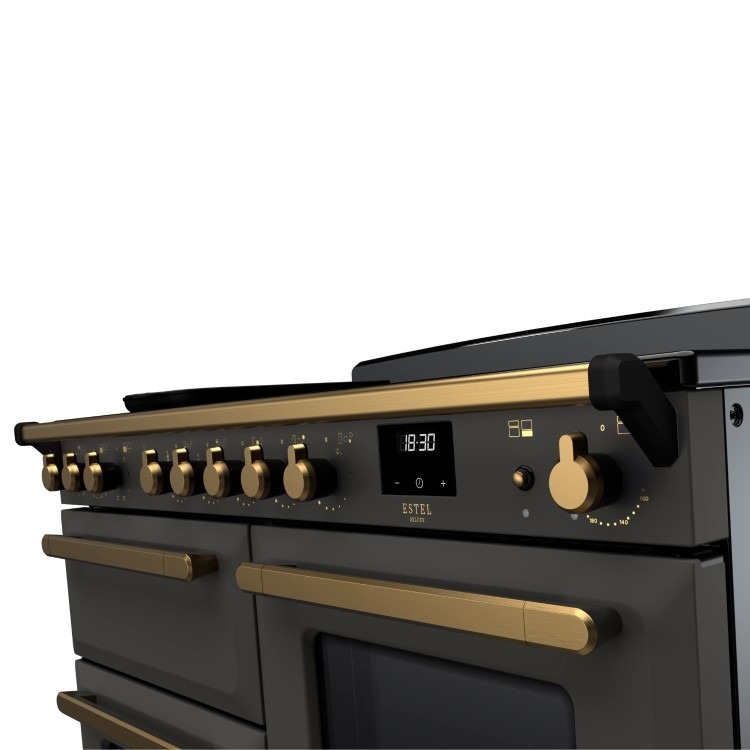 Rangemaster Estel Deluxe 110cm Induction Range Cooker - Slate + Brass - Image 2