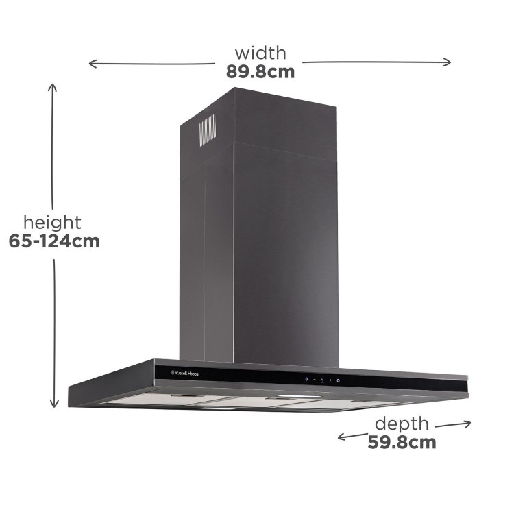 Russell Hobbs 90cm Midnight Island Cooker Hood - Dark Steel - Image 3