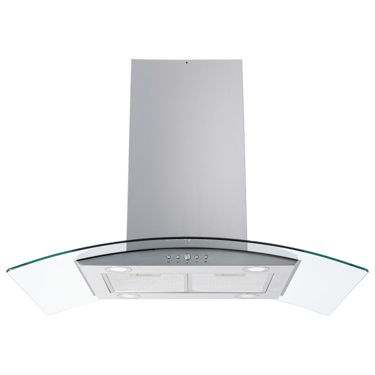 electriQ 90cm Curved Glass Island Cooker Hood - Stainless Steel - Image 2