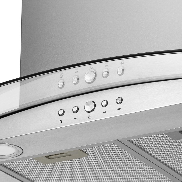 electriQ 90cm Curved Glass Island Cooker Hood - Stainless Steel - Image 3