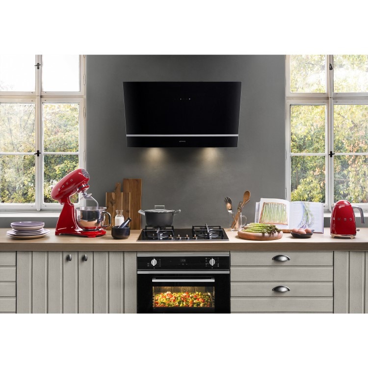 Smeg 80cm Angled Chimney Cooker Hood - Black - Image 4