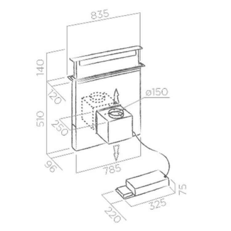 Elica 84cm Downdraft Extractor - Black - Image 5