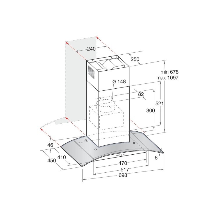 Hotpoint 70cm Curved Glass Cooker Hood - Stainless Steel - Image 5