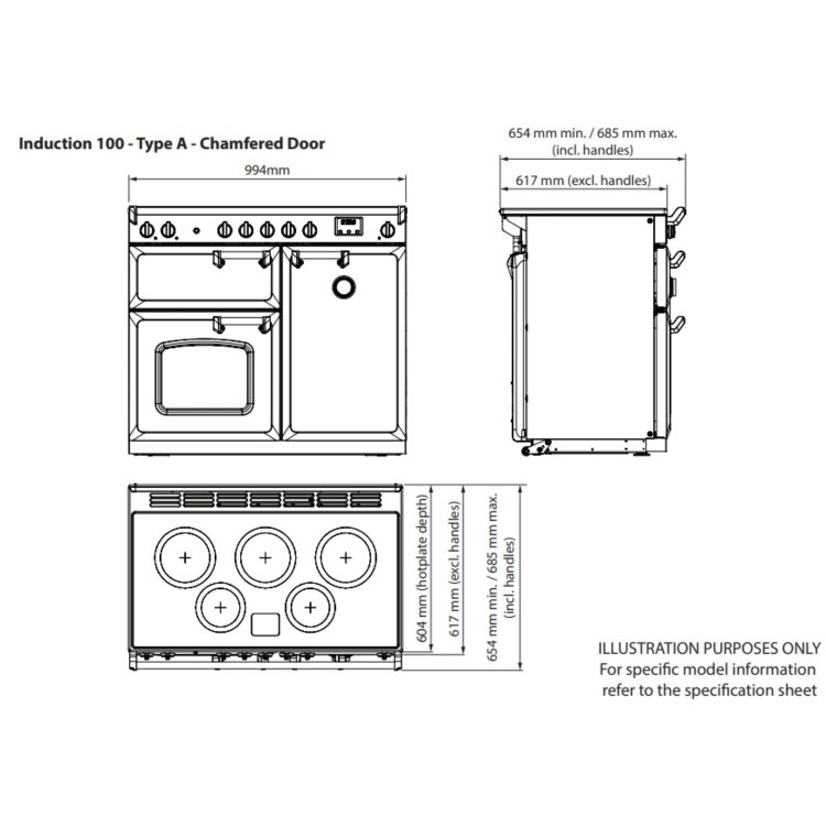 Rangemaster Classic Deluxe 100cm Induction Range Cooker - Charcoal Black & Chrome - Image 4