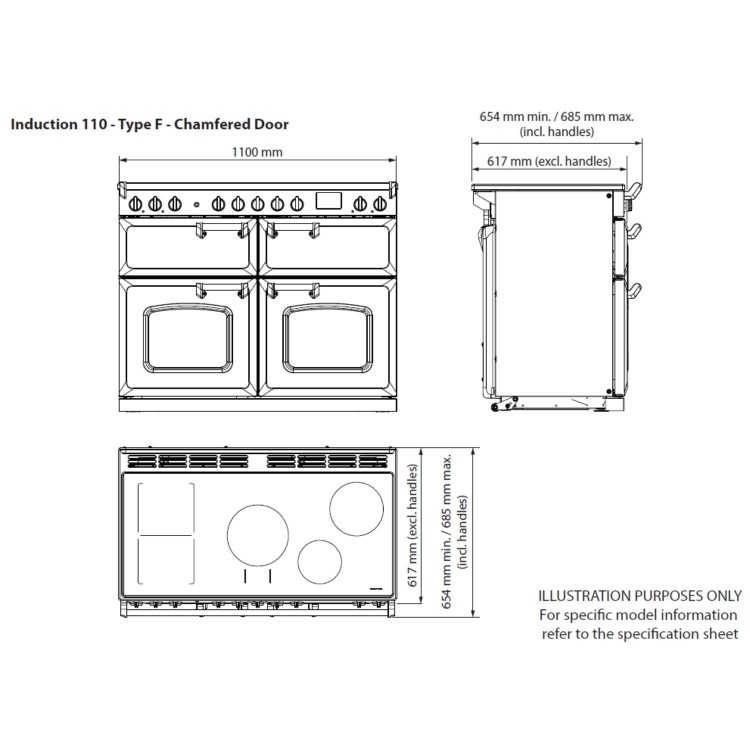 Rangemaster Classic Deluxe 110cm Base Cavity Induction Range Cooker - Slate & Brass - Image 6