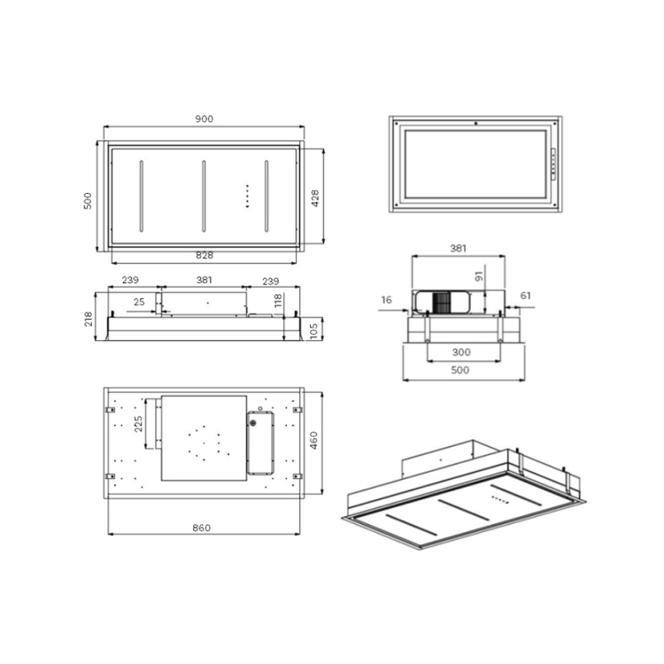 electriQ 90cm Ceiling Cooker Hood with LED Panel - White & Stainless Steel - Image 6