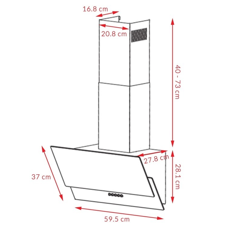 electriQ 60cm Angled Chimney Cooker Hood - Stainless Steel - Image 7