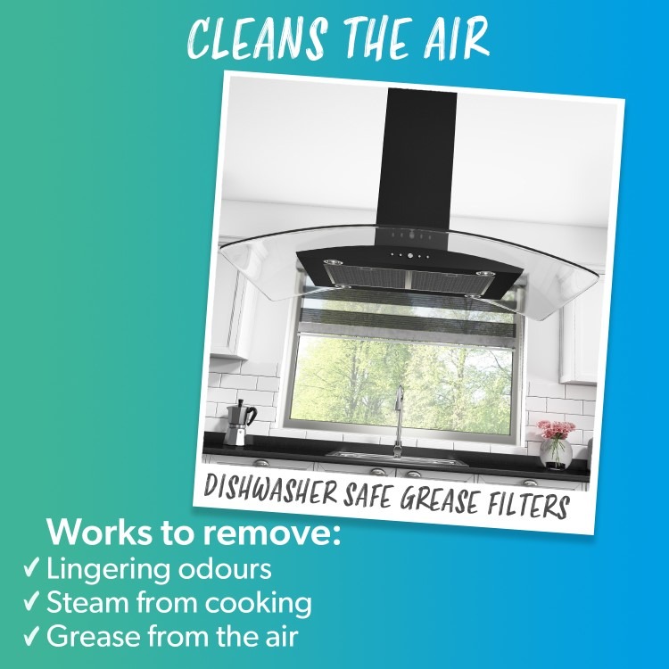 electriQ 90cm Curved Glass Island Cooker Hood - Black - Image 7